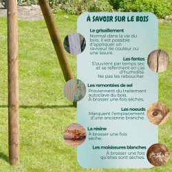 Columpio de madera tratada de clase 4 - para adolescentes (3,25 m) - 4 elementos de juego - GALDAR