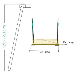 Columpio de madera – de 1,95 m a 2,35 m