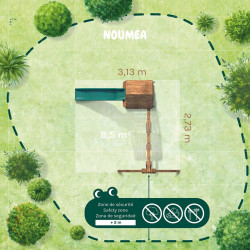 Parque infantil de madera con columpio y tobogán – Noumea