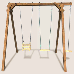 Portique balançoire en bois carré, Objectif Nature 3 agrès - Ulysse
