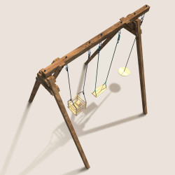 Portique balançoire en bois carré, Objectif Nature 3 agrès - Ulysse