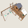 Casita de juegos infantil con columpios y muro de escalada - COTTAGE FUNNY