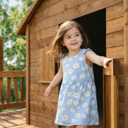 Casita de juegos para niños con columpio y cuerda para escalar - COTTAGE HAPPY