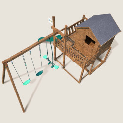 Casita de juegos para niños con columpios - COTTAGE