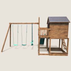 Casita de juegos para niños con columpios - COTTAGE