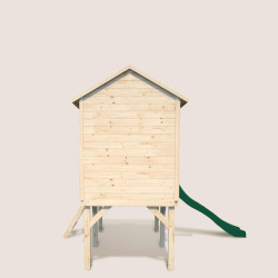 Cabaña de madera sobre pilotes con tobogán para niños – Joséphine