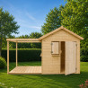 Cabaña de madera con pérgola y suelo para niños - Epicerie