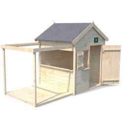 Cabaña de madera con pérgola y suelo para niños - Epicerie