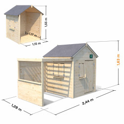 Cabaña infantil Alpaga - Vista con dimensiones