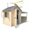 Cabaña de madera con patio cubierto para niños – Sarah - Vista general - Fondo blanco
