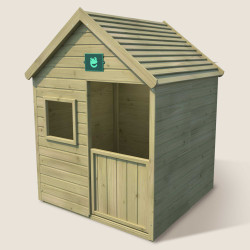 Casita infantil de madera tratada Marina con suelo y puerta infantil - Vista packshot fondo beige