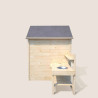 Cabaña de madera con mesa y mini cocina para niños - Blanco