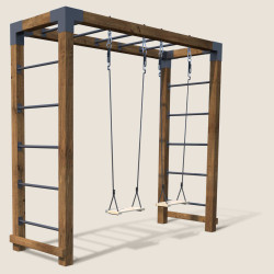Área de juegos multiactividad de madera HECTOR con 2 columpios ajustables.