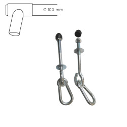 Lote de 2 ganchos de acero con mosquetón para pórtico - Soulet - Dimensiones del producto