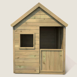 Casita de juegos de madera tratada con suelo y puerta infantil - Marina