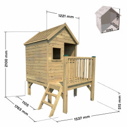 Cabaña de madera tratada sobre pilotes para niños - Winny