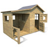 Casita de juegos de madera tratada para niños con zona cubierta y banco - Hacienda