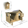 Casita de juegos de madera tratada para niños con zona cubierta y banco - Hacienda