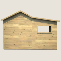 Casita de juegos de madera tratada para niños con zona cubierta y banco - Hacienda