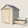 Cabaña de madera con mesa para niños – Tiana