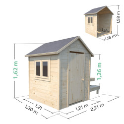 Cabaña de madera con mesa para niños – Tiana