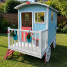 Casita de juegos móvil de madera para niños - Caravana de transporte