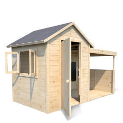 Cabaña de madera con zona de juegos infantiles – Sarah