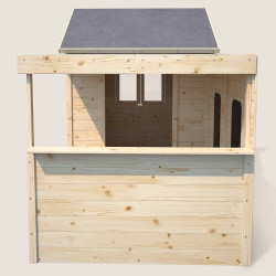 Cabaña de madera con zona de juegos infantiles – Sarah
