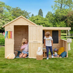 Cabaña de madera con zona de juegos infantiles – Sarah