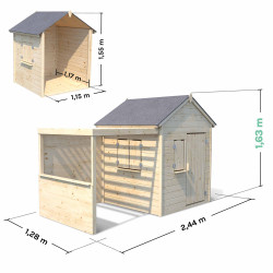 Cabaña de madera con pérgola para niños - Alpaga