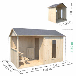 Cabaña infantil de madera con mesa - Jazz