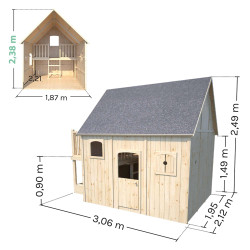 Cabaña alta de madera sobre pilotes para niños - Duplex