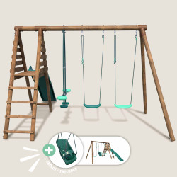 Estación de madera con columpio, columpio y 4 piezas de equipamiento - Jonquille