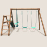 Columpio infantil de madera tratada con 3 piezas y tobogán H1m95 - Fig