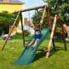 Columpio infantil de madera tratada con 3 piezas y tobogán H1m95 - Mulberry