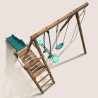 Columpio infantil de madera tratada con 3 piezas y tobogán H1m95 - Mulberry
