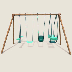 Columpio de madera con 4 juegos - de 6 meses a 12 años - 6 niños - Suzanne