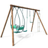 Columpio de madera tratada con 3 elementos de juego y escalera - Juliette