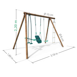 Columpio de madera Suzon para niños con 4 herramientas de gimnasia