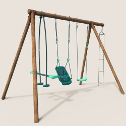 Columpio de madera Suzon para niños con 4 herramientas de gimnasia