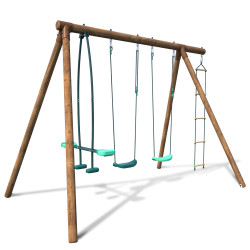 Columpio de madera grande para niños con 4 accesorios – Gabin