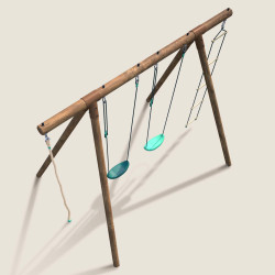 Columpio de madera con cuerda y escalera, 4 accesorios - Ernest
