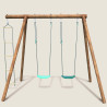 Columpio de madera con escalera y 3 columpios - Arthur