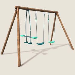 Columpio de madera tratada con 3 juegos - Pacco