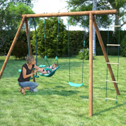 Columpio de madera Suzon para niños con 4 herramientas de gimnasia