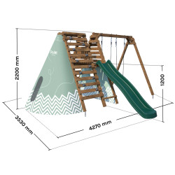 Dimensiones del parque infantil de madera Apollon con tobogán