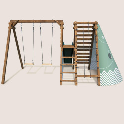 Parque de juegos de madera Apollon con tobogán, escalada y juegos de equilibrio