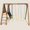 Columpio de madera TREFLE con tobogán, escalera y 3 accesorios de juego