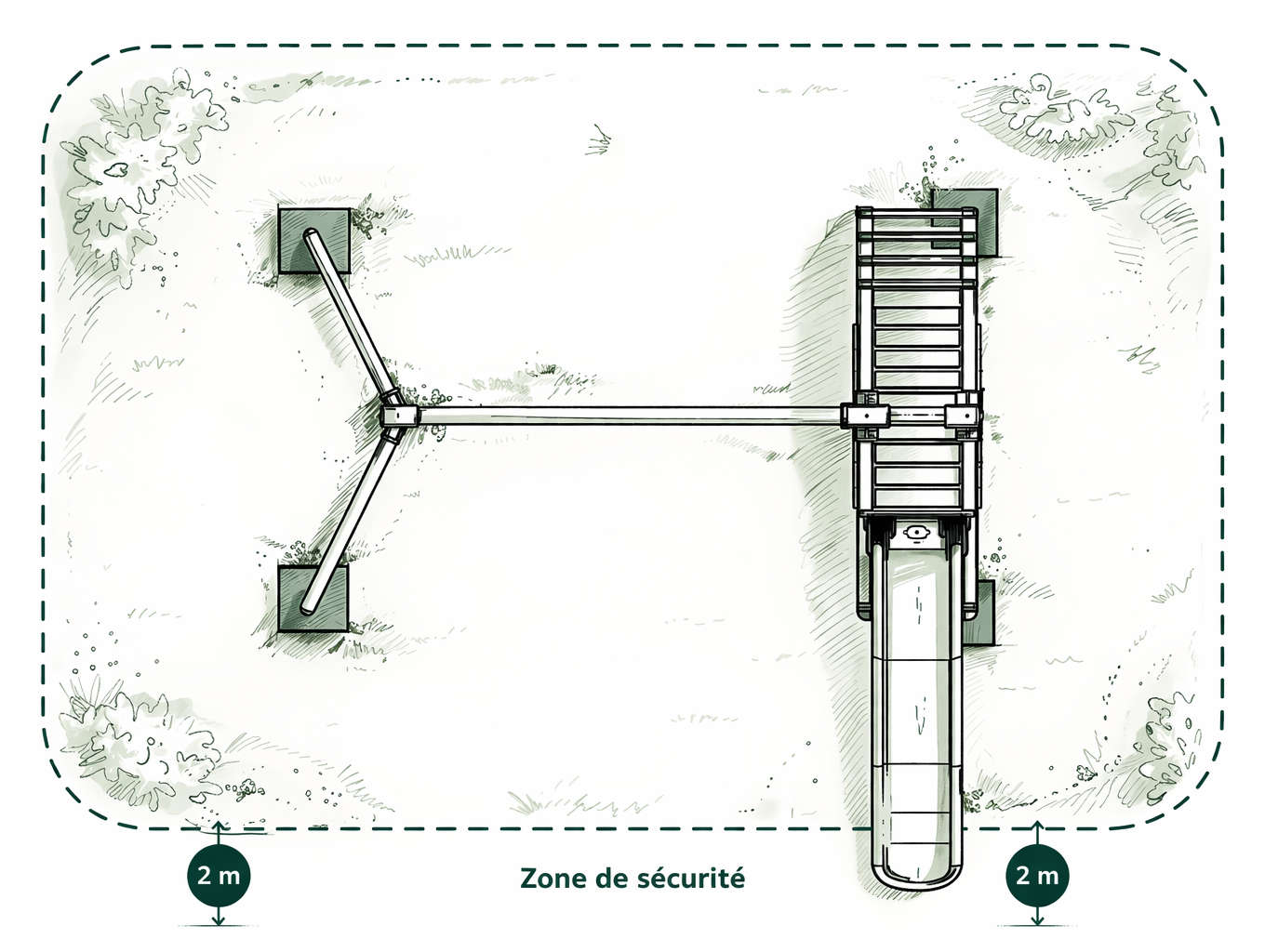 vue dessus balançoire zone de jeu
