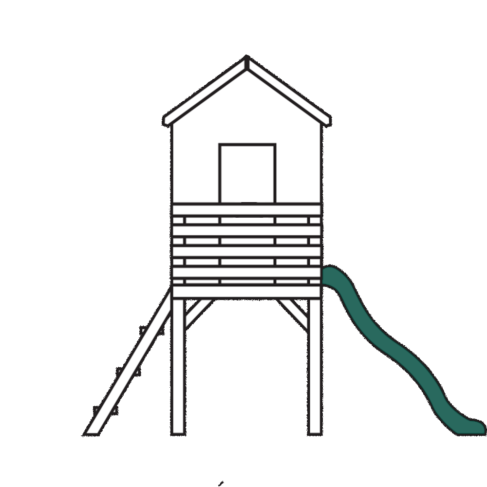Cabane avec toboggan